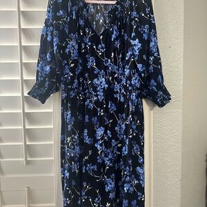 Talbots size large Elegant Blue Floral Dress